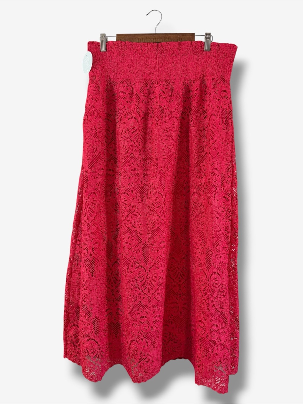 Hill House Home Delphine Nap Skirt Cerise Lace XL NWT Red Midi